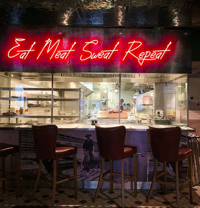 Eat Meat Sweat Repeat Red Neon Sign